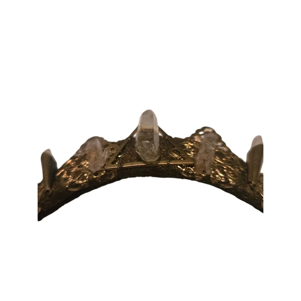 Loschy Designs Raw Quartz‎ Crystal Gold Filigree Crown Headband Tiara